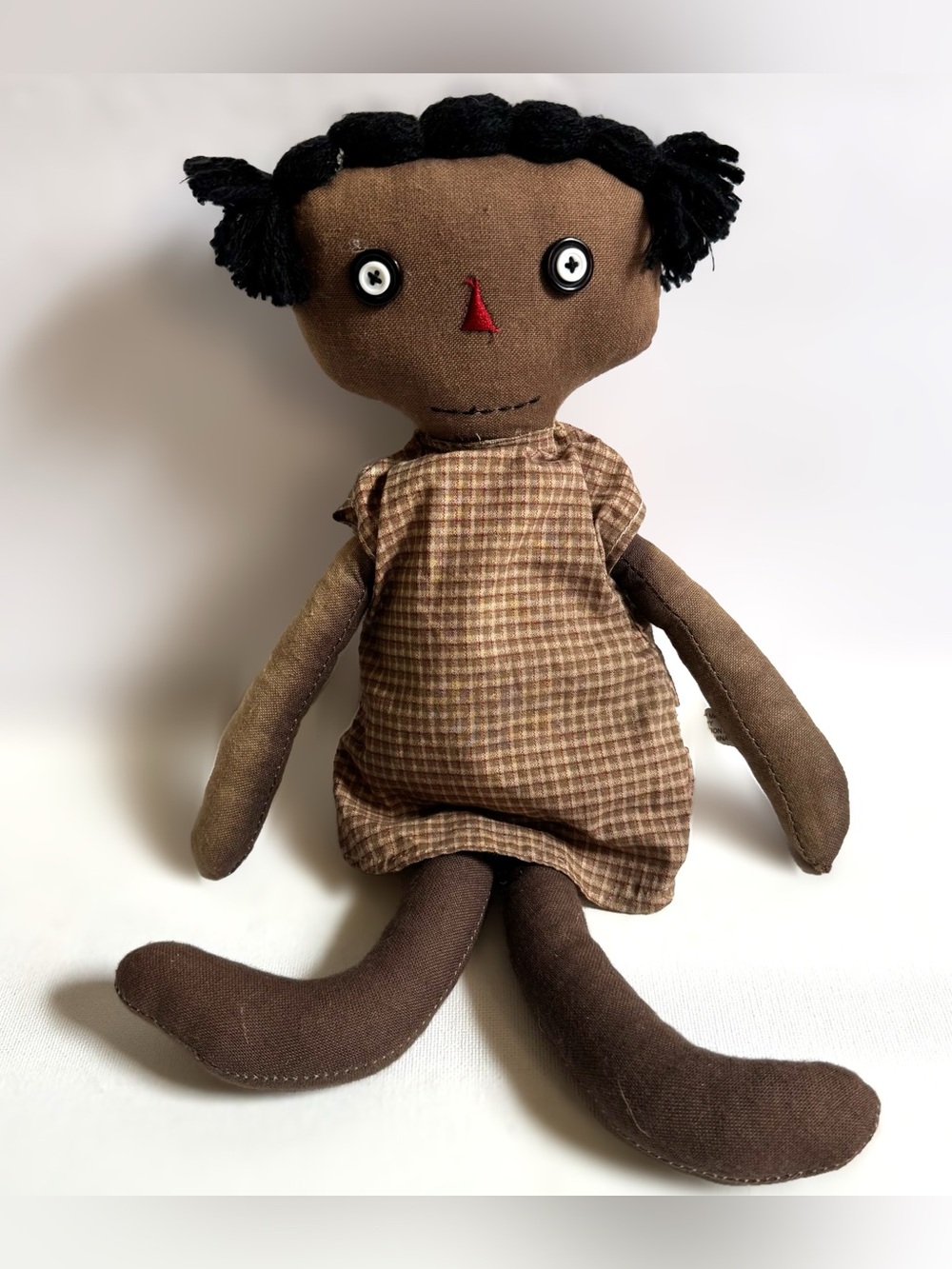 Audrey's Kitty Primitive African American Rag Doll 15" Folk Art Country NWT